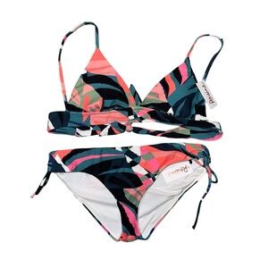 Raisins Coral, Teal & Navy Abstract Print Bikini